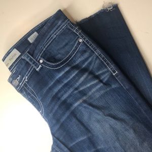 BKE denim Payton 33s dark wash vintage distressing